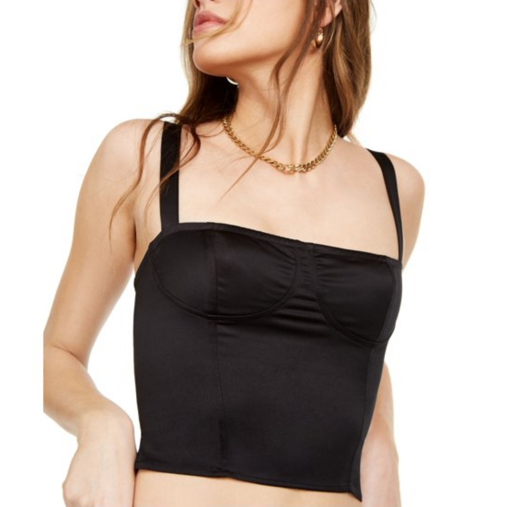 Danielle Bernstein Black Satin Corset Tank Top